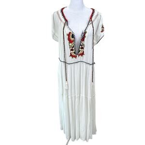 Free People Womens Daisy Fields Maxi Dress Size XS Boho Embroidered Floral White